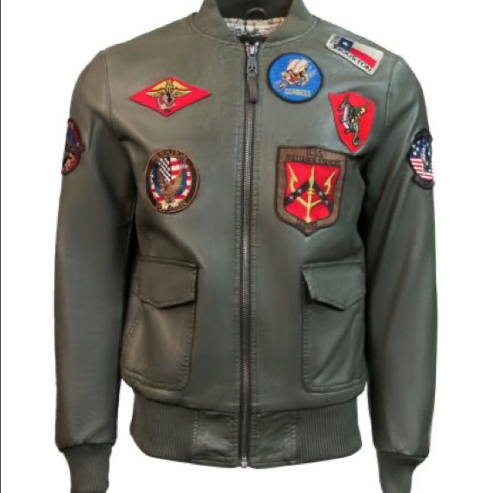 TopGun Men’s Vegan Leather Bomber Jacket